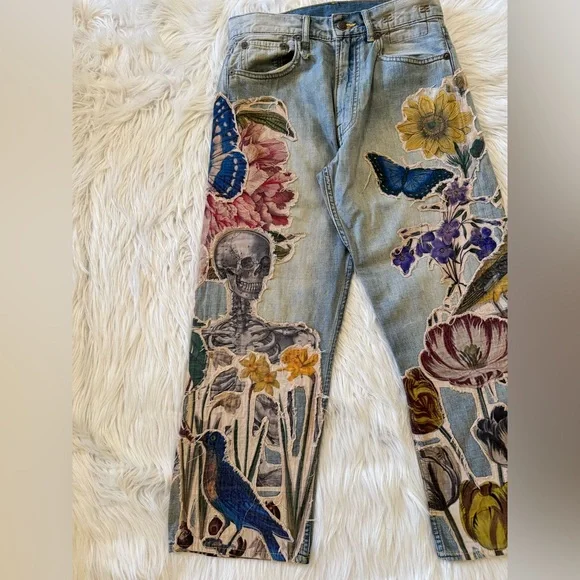 R13 Articulated Knee Cropped Denim Jeans 24 - Picture 2 of 9